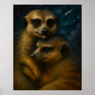 Starlit Meerkat Embrace Poster