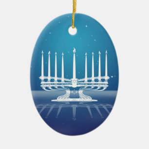 Starlit Menorah II Ceramic Tree Decoration