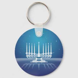Starlit Menorah II Key Ring