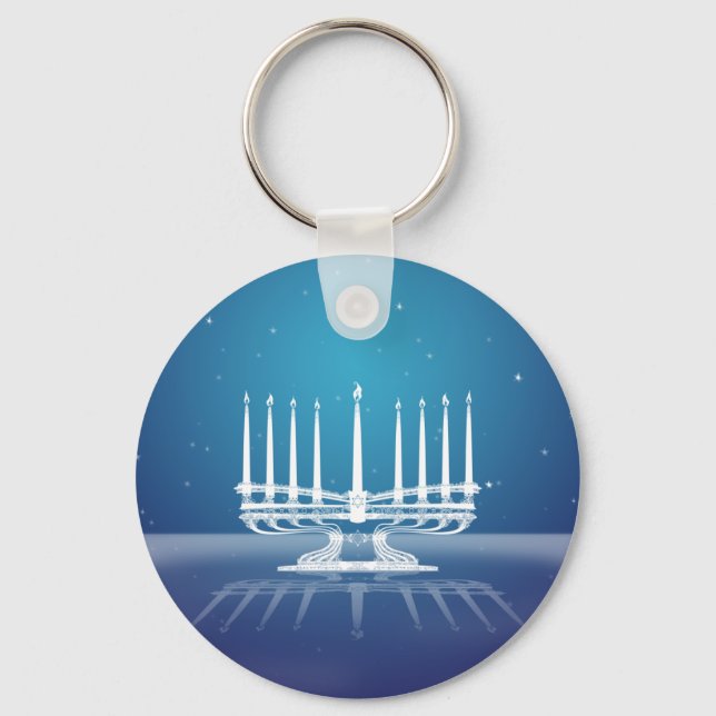Starlit Menorah II Key Ring (Front)