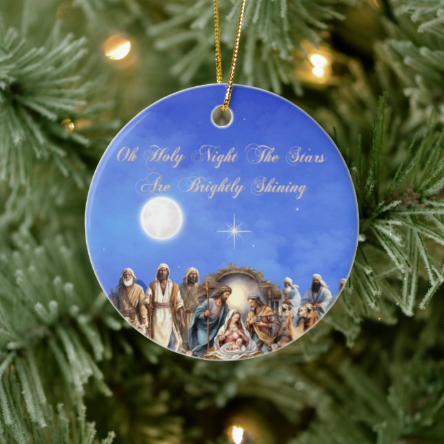 Starlit Nativity: Oh Holy Night- Ceramic Tree Decoration (Tree)