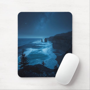 Starlit Ocean Cliffs – Milky Way Coastal Nightscap Mouse Mat