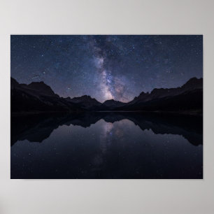Starlit Reflection: Milky Way Over Mountain Lake Poster