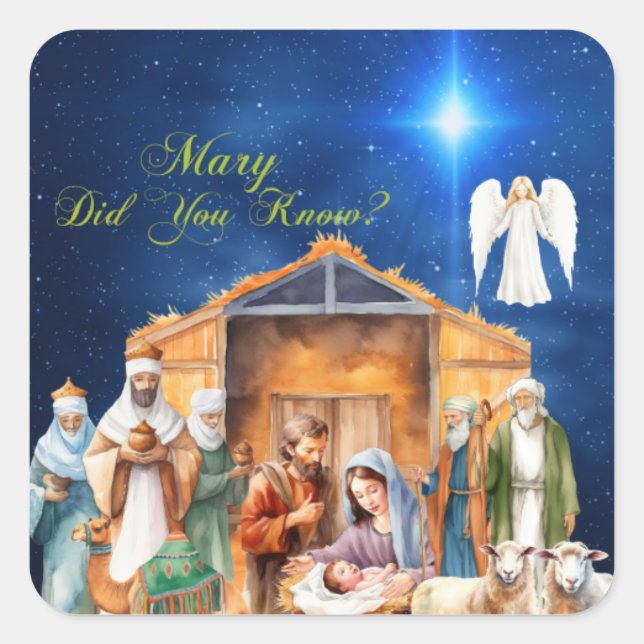  Starlit Revelation: Mary Did You Know?" Square Sticker (Front)