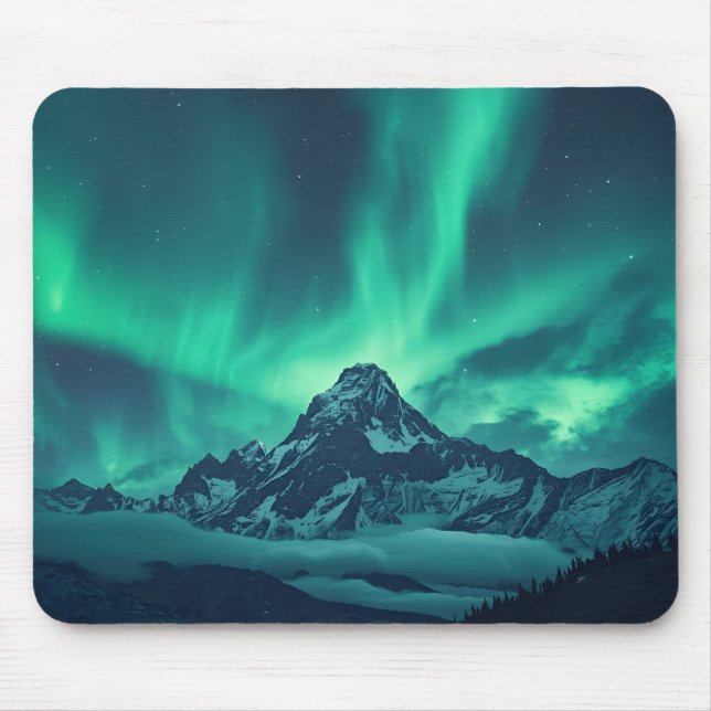Starlit Silence – Custom Quote Print with Aurora & Mouse Mat (Front)