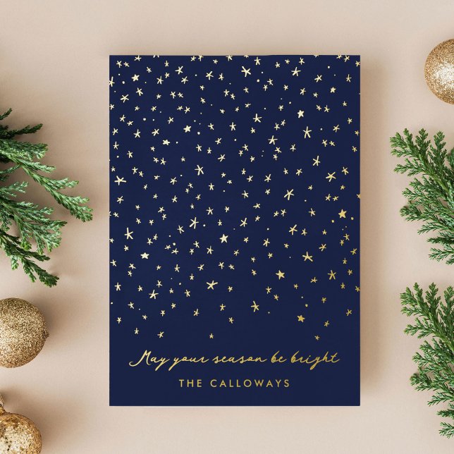 Starlit Sky Illustrated Gold Foil Holiday Card (Starlit Sky Illustrated Gold Foil Holiday Card)