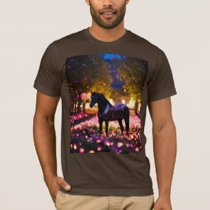 Starlit Stallion in a Flower Garden T-Shirt