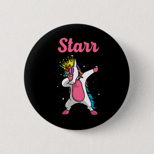 Starr Name Personalized Birthday Dabbing Unicorn Q 6 Cm Round Badge