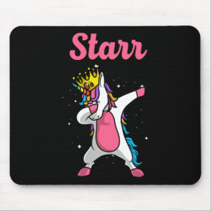 Starr Name Personalized Birthday Dabbing Unicorn Q Mouse Mat