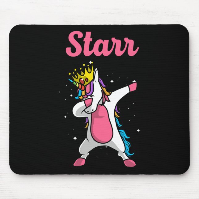 Starr Name Personalized Birthday Dabbing Unicorn Q Mouse Mat (Front)