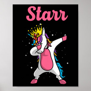 Starr Name Personalized Birthday Dabbing Unicorn Q Poster