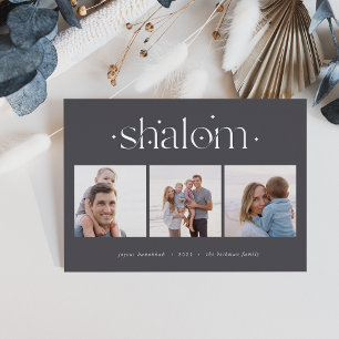 Starred Connection Hanukkah Photo Collage Foil Foil Holiday Card