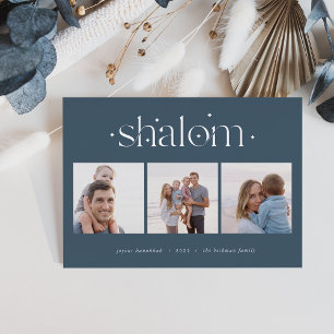 Starred Connection   Hanukkah Photo Collage Foil Holiday Card