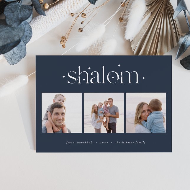 Starred Connection | Hanukkah Photo Collage Foil Holiday Card (Creator Uploaded)