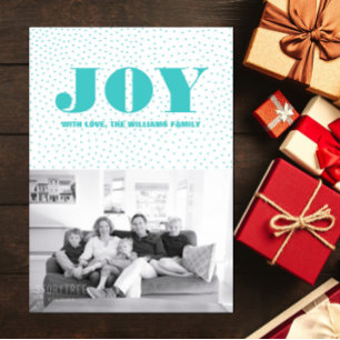 Starred Joy Holiday Photo Card   Turquoise