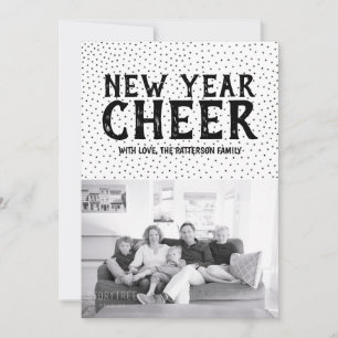 Starred New Year Cheer Photo Card   Black