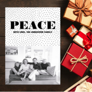 Starred Peace Holiday Photo Card   Black