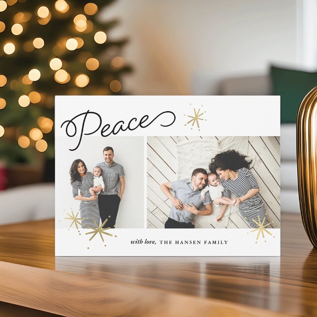Starred Peace | Two Photo Holiday Card (Creator Uploaded)