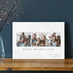Starred Tidings | 3 Photo Collage Hanukkah Card<br><div class="desc">Send Hanukkah greetings in chic style with these elegant and modern photo collage cards featuring three square photos aligned side by side and adorned with line-drawn embellishments at the top and bottom. "Wishing You Love and Light" appears beneath in modern lettering, with your "Happy Hanukkah" and your family name at...</div>