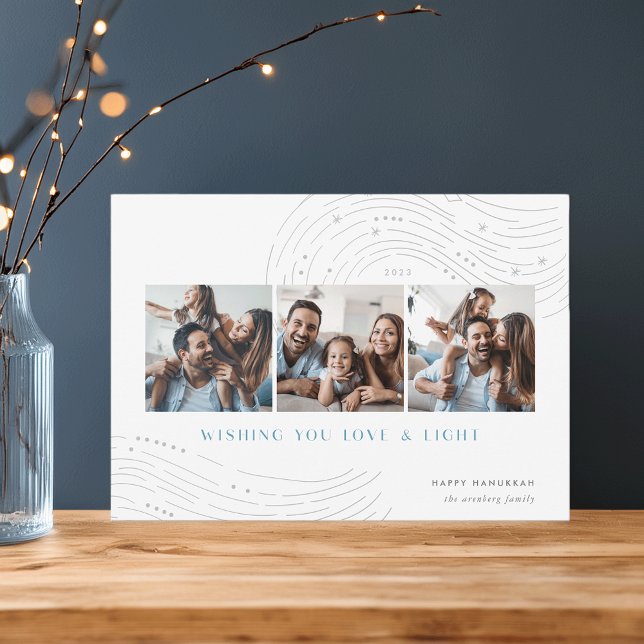 Starred Tidings | 3 Photo Collage Hanukkah Card (Creator Uploaded)