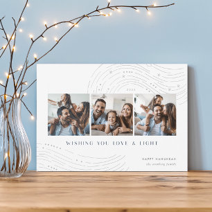 Starred Tidings   3 Photo Collage Hanukkah Card