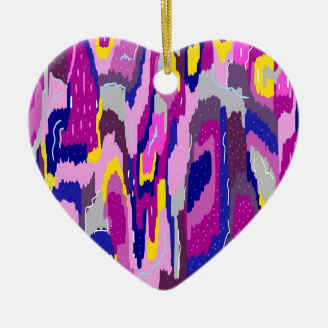 Starry Abstract in Purples and Blues  Ceramic Tree Decoration (Front)