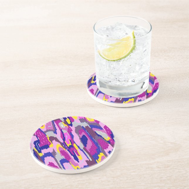 Starry Abstract in Purples and Blues Coaster (Side)