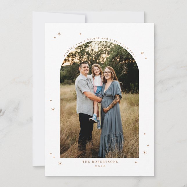 Starry Arch New Year Photo Holiday Card (Front)