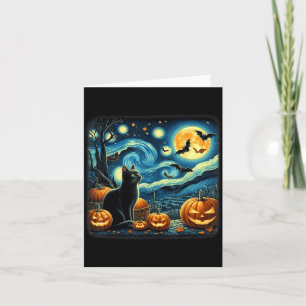 Starry Art Cat Night Sky Art Black Cat Halloween Card