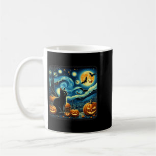 Starry Art Cat Night Sky Art Black Cat Halloween Coffee Mug