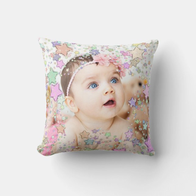 Starry Baby Photo Personalised Pillow (Front)