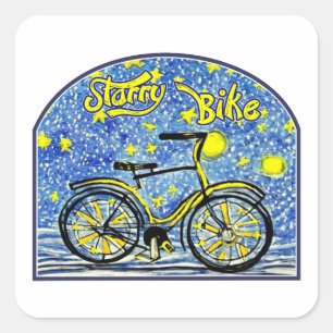 Starry Bike Square Sticker
