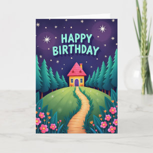 Starry Birthday Cottage Card