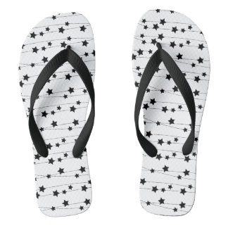 Starry Black and White Flip Flops