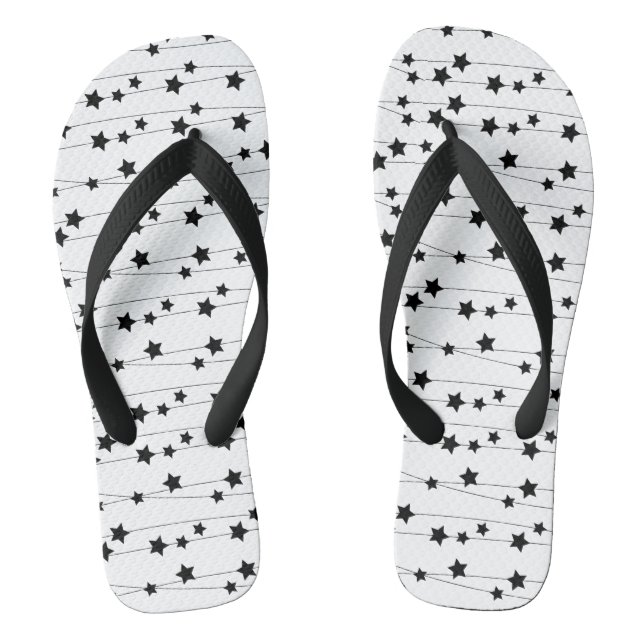 Starry Black and White Flip Flops (Footbed)