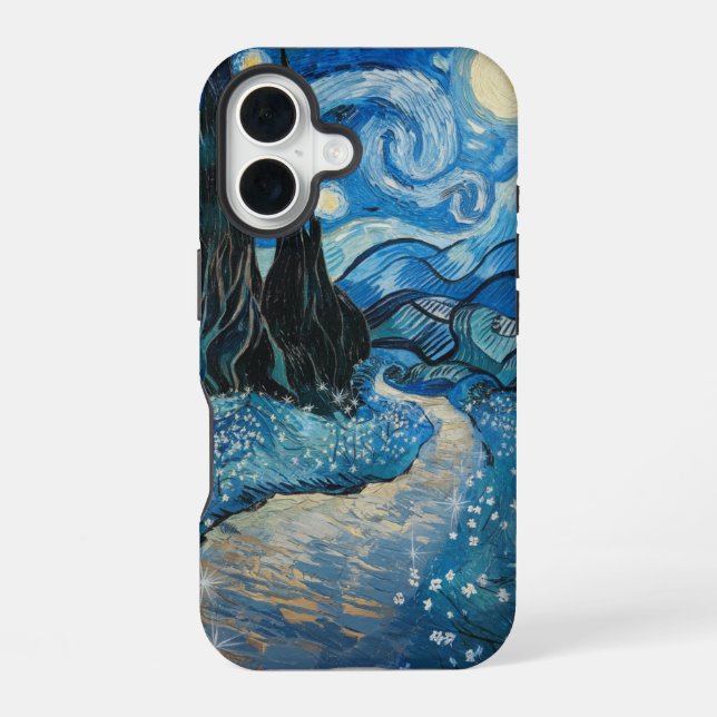 Starry Blooming Night iPhone 16 Case (Back)