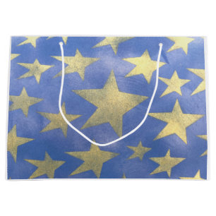 Starry Blue and Gold Large Gift Bag