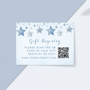 Starry Blue Baby Shower Gift Registry QR Code Enclosure Card