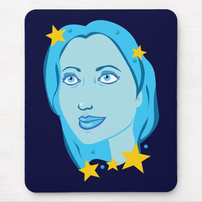 Starry Blue Girl Mouse Mat (Front)