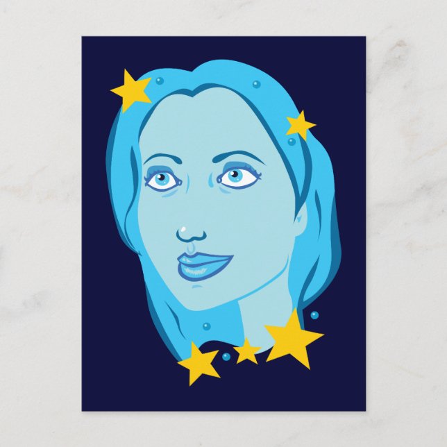 Starry Blue Girl Postcard (Front)