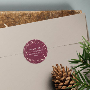 Starry Border Holiday Return Address Classic Round Sticker