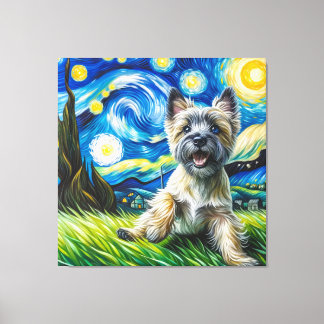 Starry Cairn Terrier Dog Portrait - Pet Portrait Canvas Print