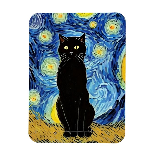 Starry Cat Night Magnet (Vertical)