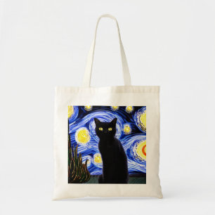 Starry Cat Night Tote Bag