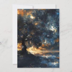 Starry Celestial Tree Dreamscape Holiday Card