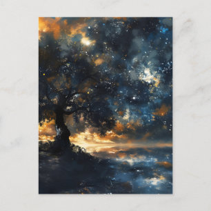 Starry Celestial Tree Dreamscape Holiday Postcard