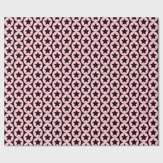 "Starry Chic Pink & Black Gift Wrap" Wrapping Paper (Flat)