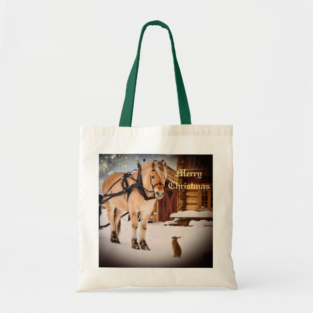 Starry Christmas night at the farm with horse Tote Bag (Front)