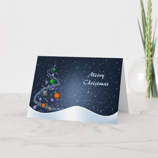 Starry Christmas Night Holiday Card (Front)