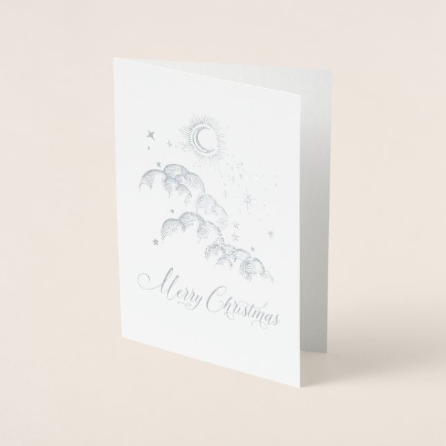 Starry Christmas Night Holiday Foil Card (Front)